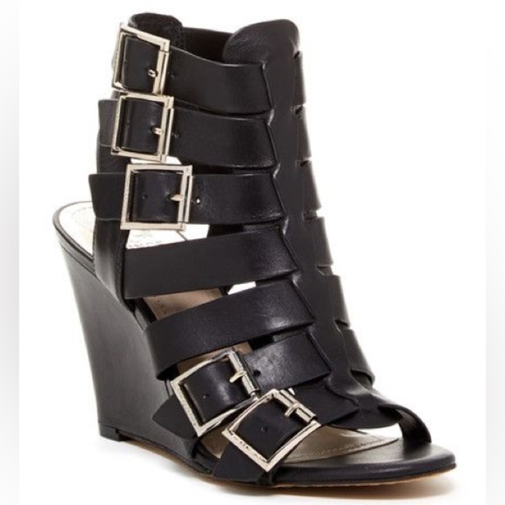 Vince Camuto Black Wedge Sandals
